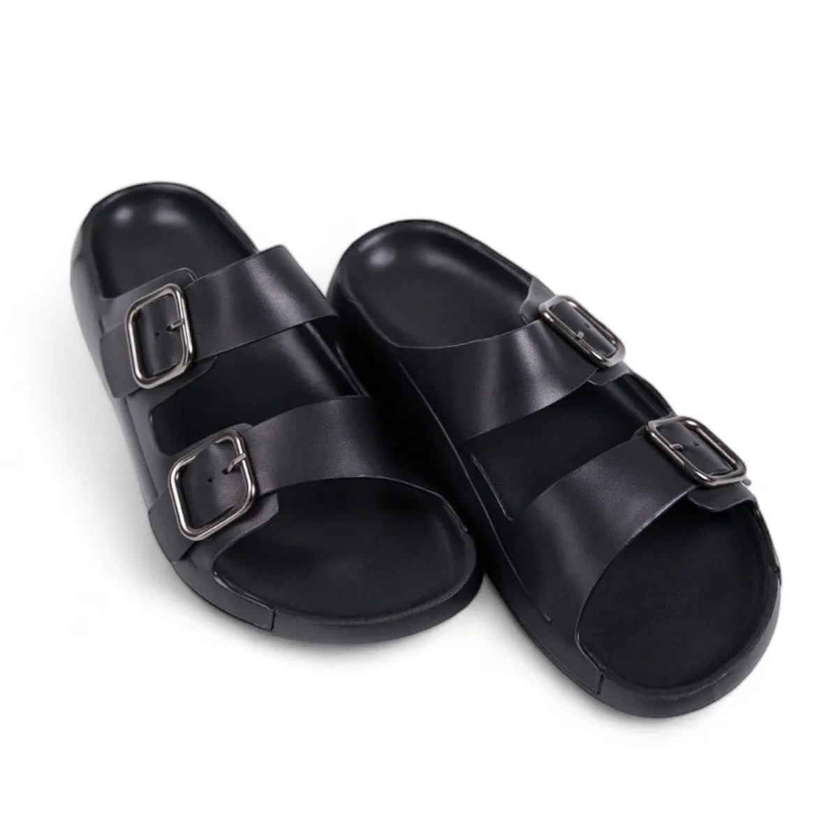 Anetos  Black Leather Sandals