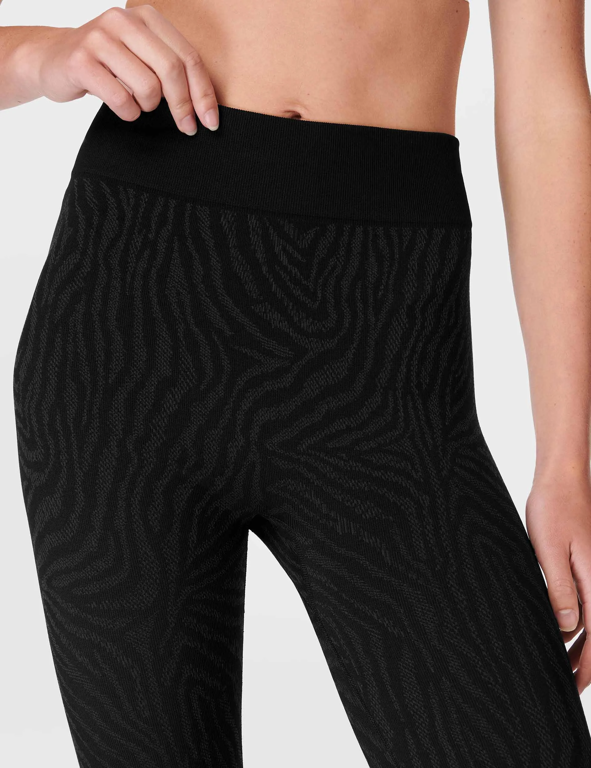 Animal Base Layer Legging - Black Zebra Lines Jacquard