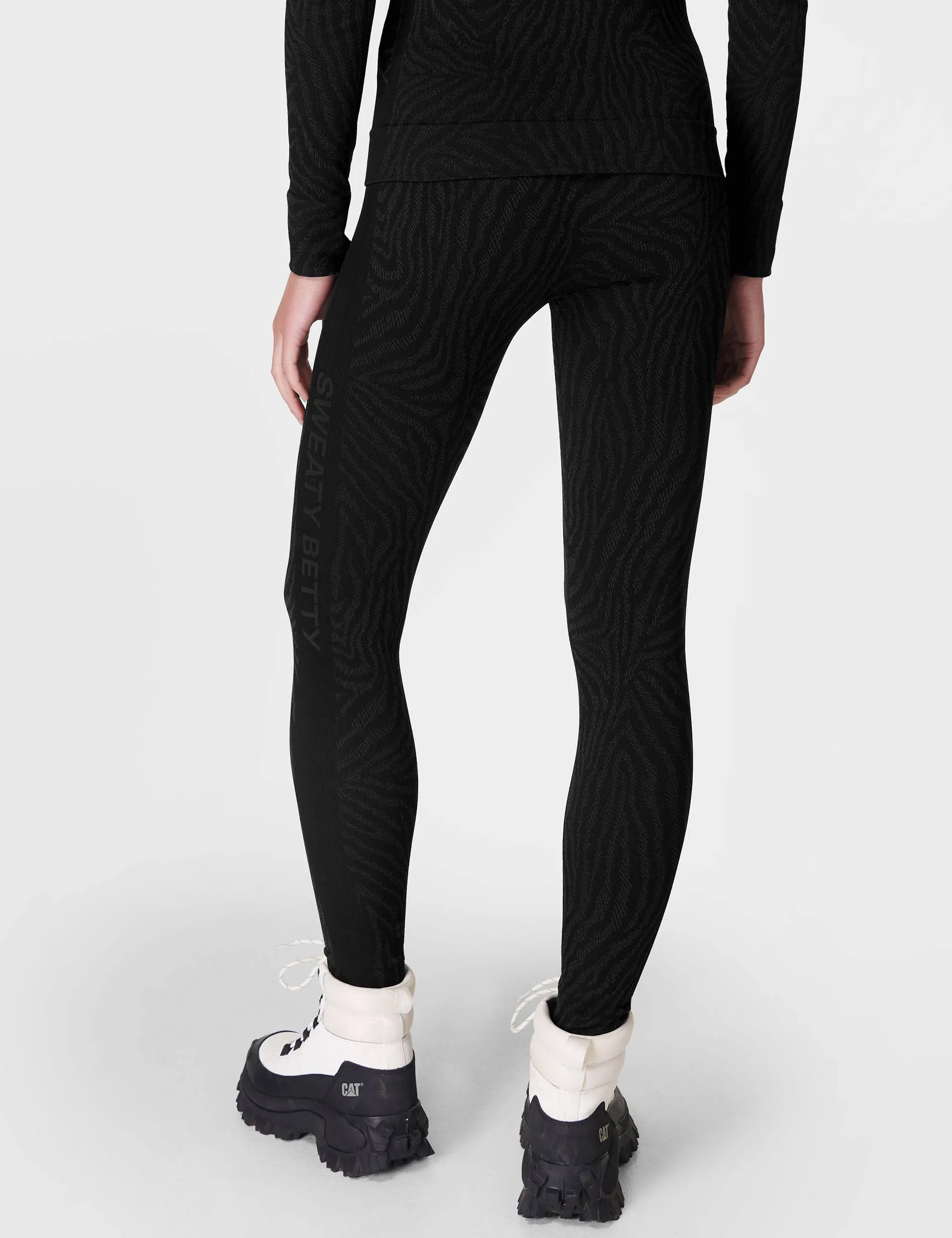 Animal Base Layer Legging - Black Zebra Lines Jacquard