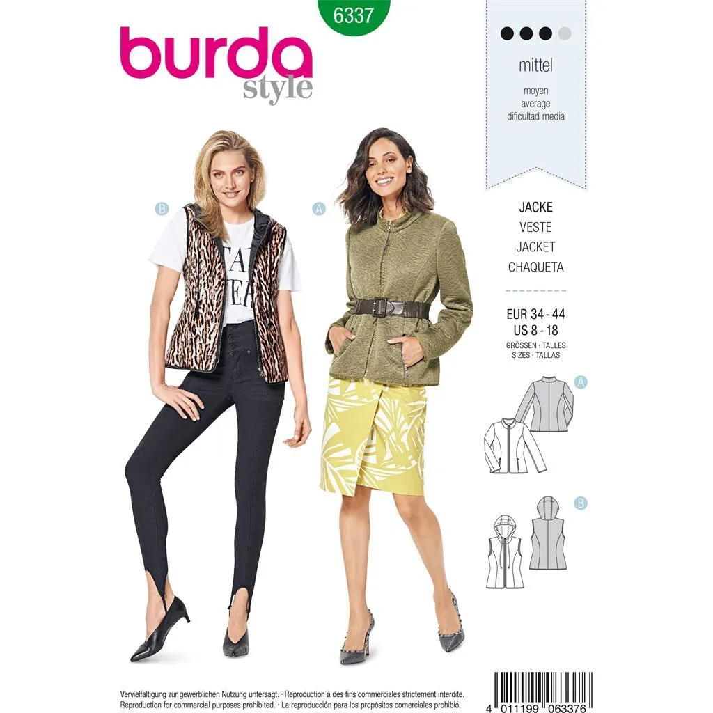 Burda Style Pattern B6337 Misses' quilted jacket