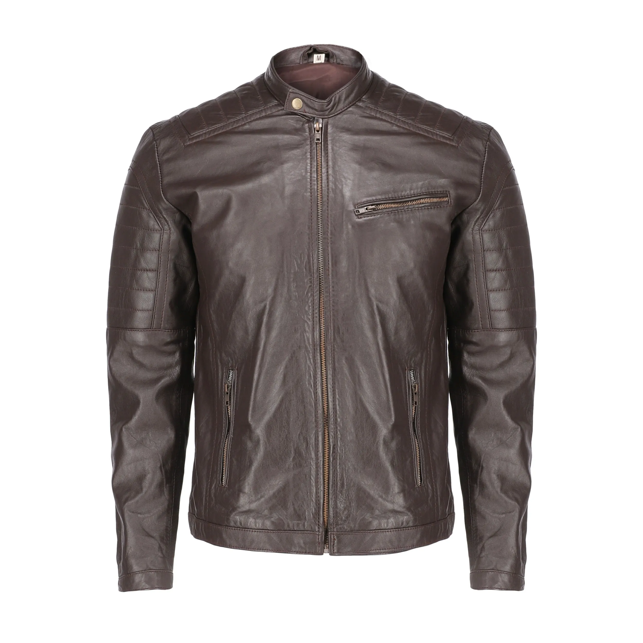 Cafe Racer Brown Mens Pure Sheep Leather Jacket