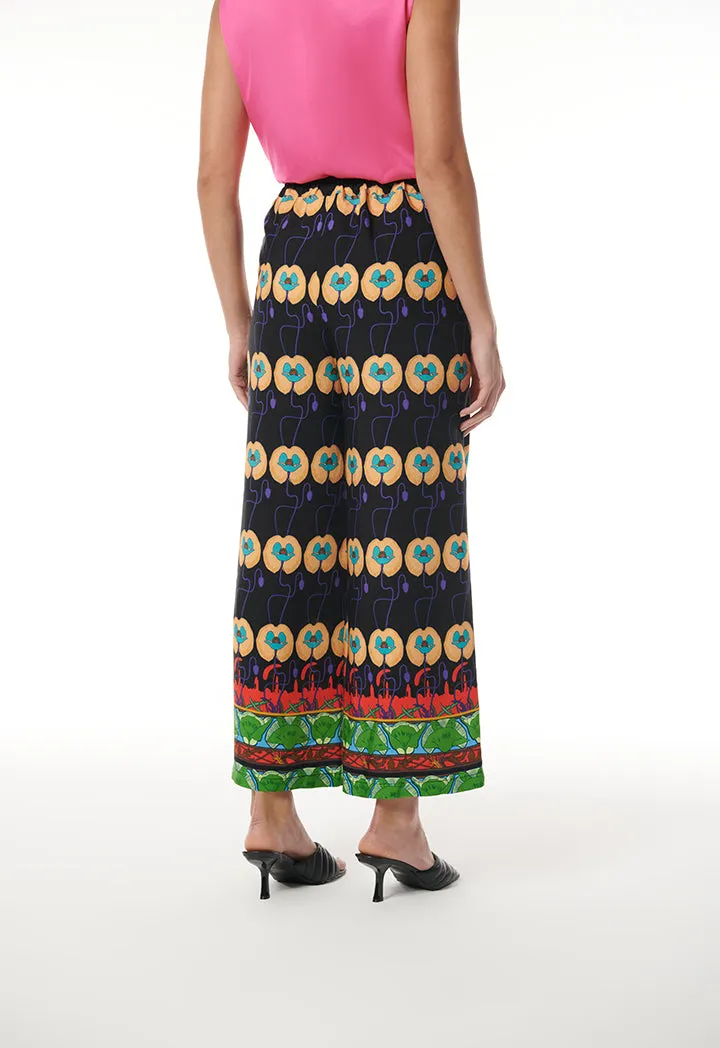 Choice Printed Wide Leg Trouser With Border Print