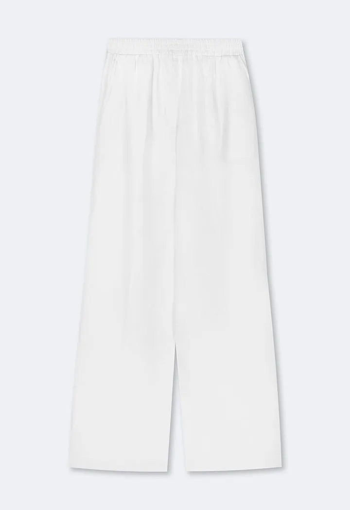 Choice Solid Wide Leg Elasticated Waist Trousers Off White