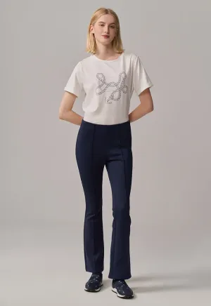 Choice Straight Legs Pin Tuck Basic Trousers Navy