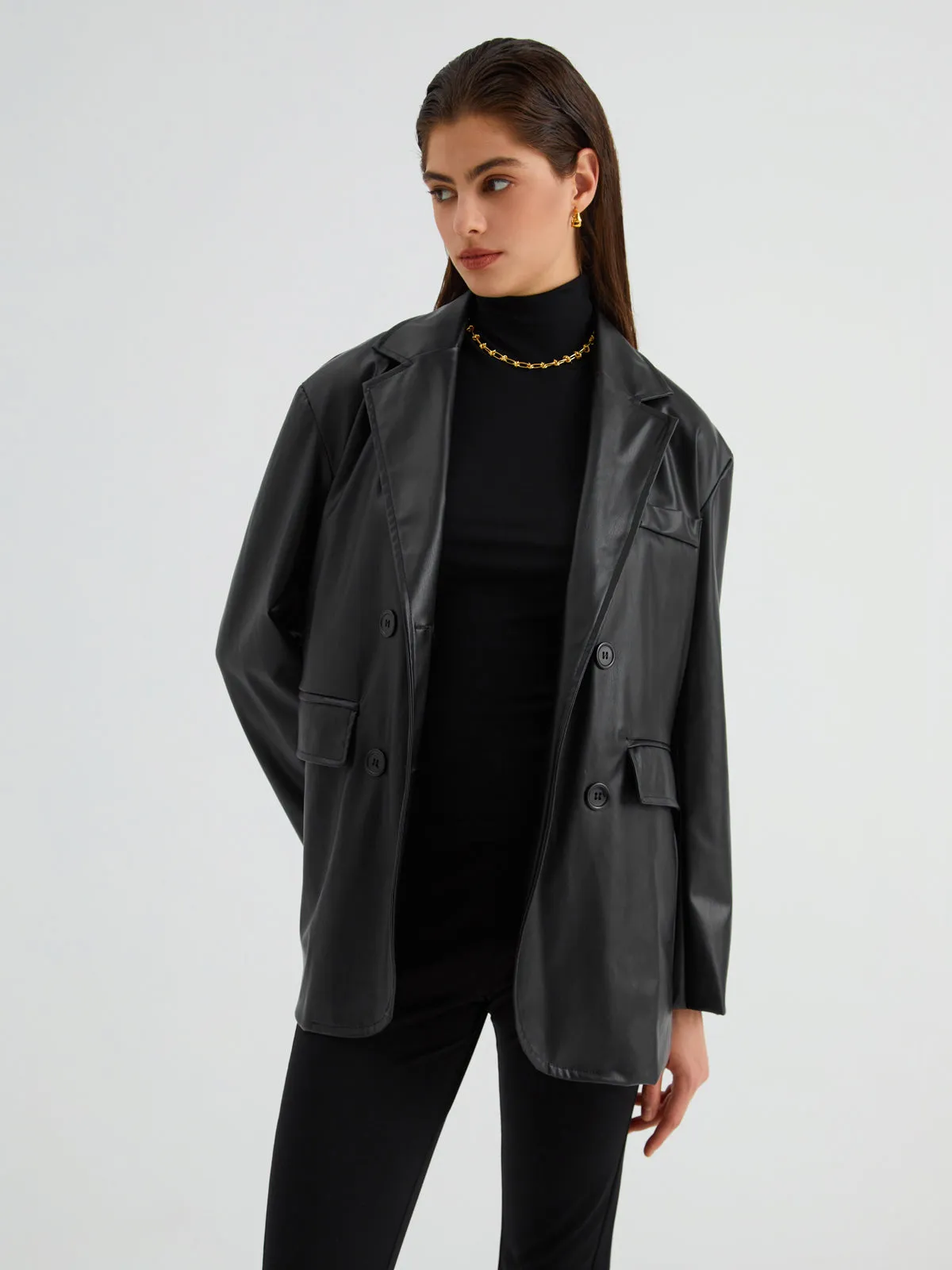 Clearly Into You Trendy Faux Leather Jacket