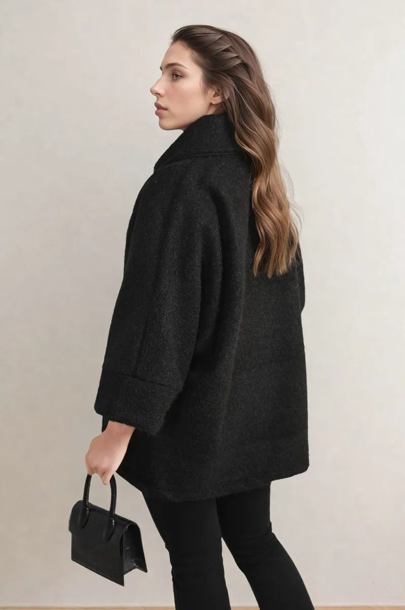 Cowl Neck Oversized Cape Jacket