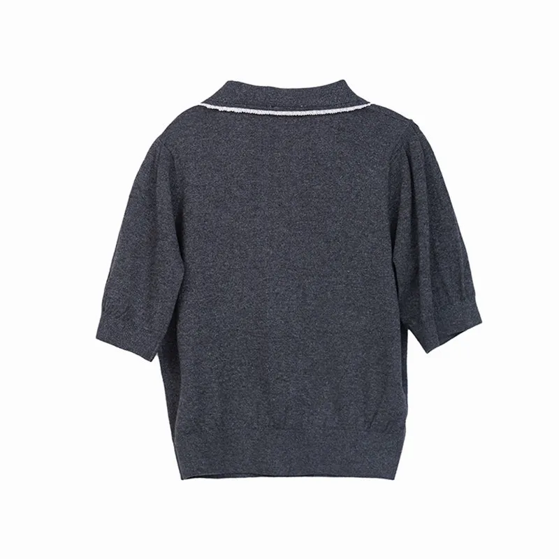 Dark Grey Short Sleeve Wool T-shirt