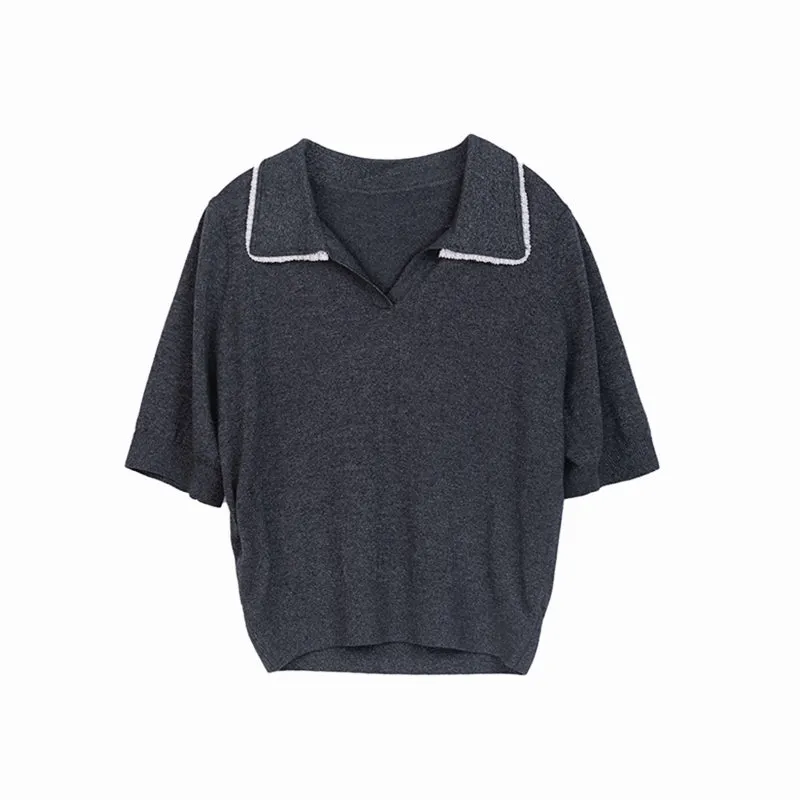 Dark Grey Short Sleeve Wool T-shirt