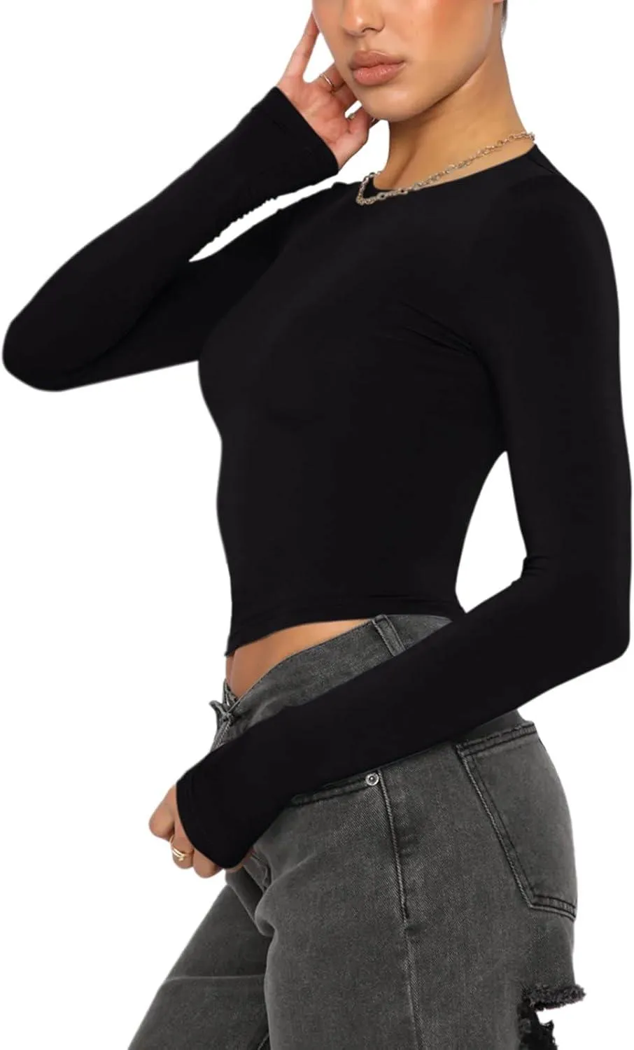 Effortless Charm Crew Neck Long Sleeve Top