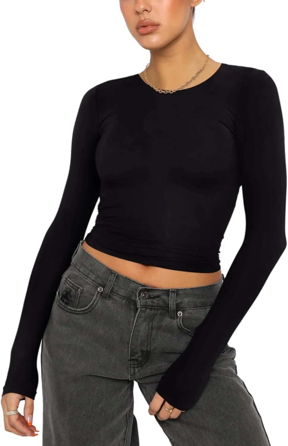 Effortless Charm Crew Neck Long Sleeve Top