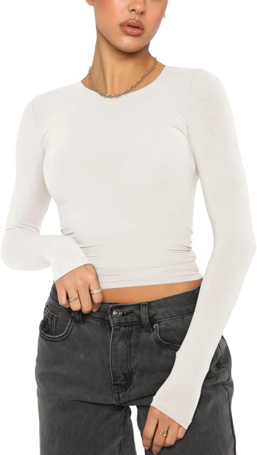 Effortless Charm Crew Neck Long Sleeve Top