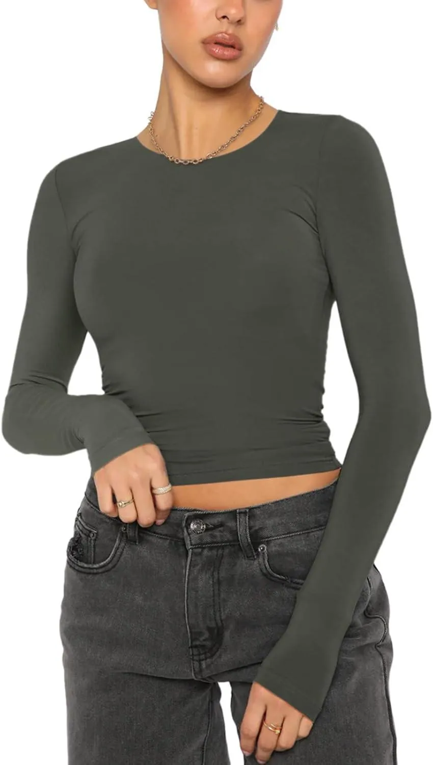 Effortless Charm Crew Neck Long Sleeve Top