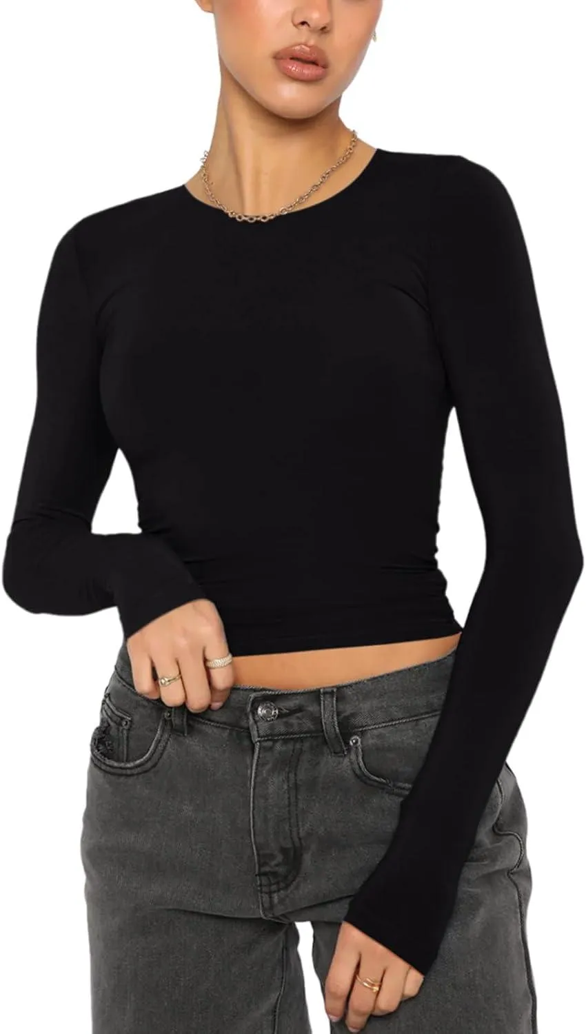 Effortless Charm Crew Neck Long Sleeve Top