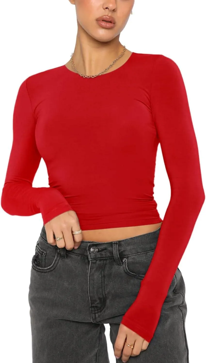 Effortless Charm Crew Neck Long Sleeve Top