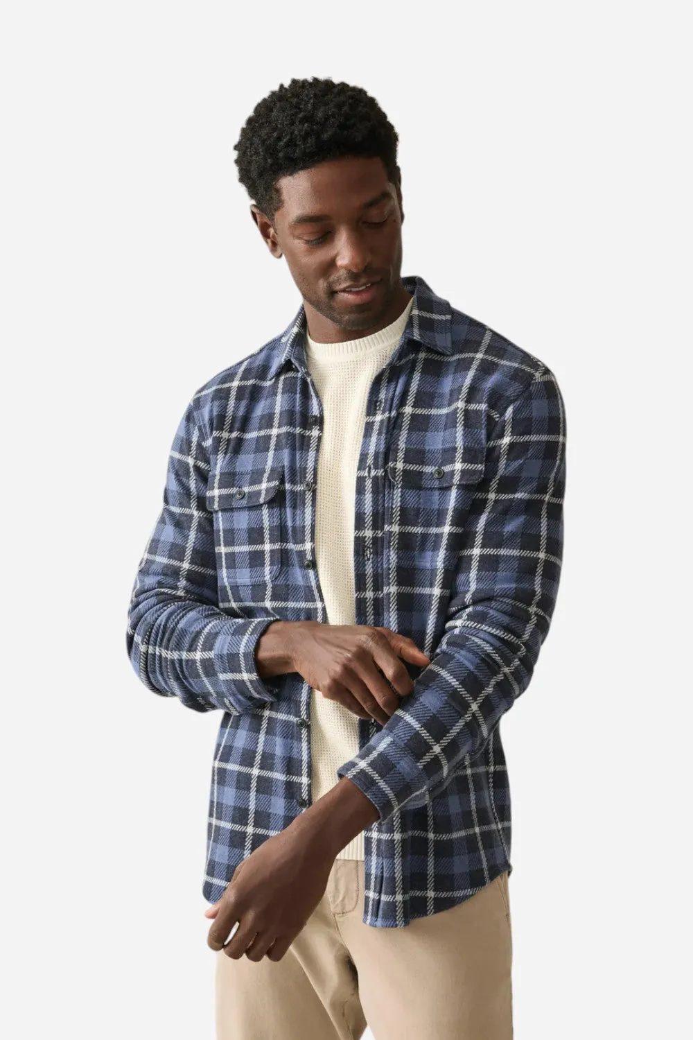 Faherty Legend Sweater Shirt Blue Winds Plaid