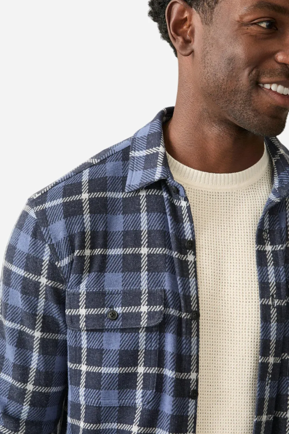 Faherty Legend Sweater Shirt Blue Winds Plaid