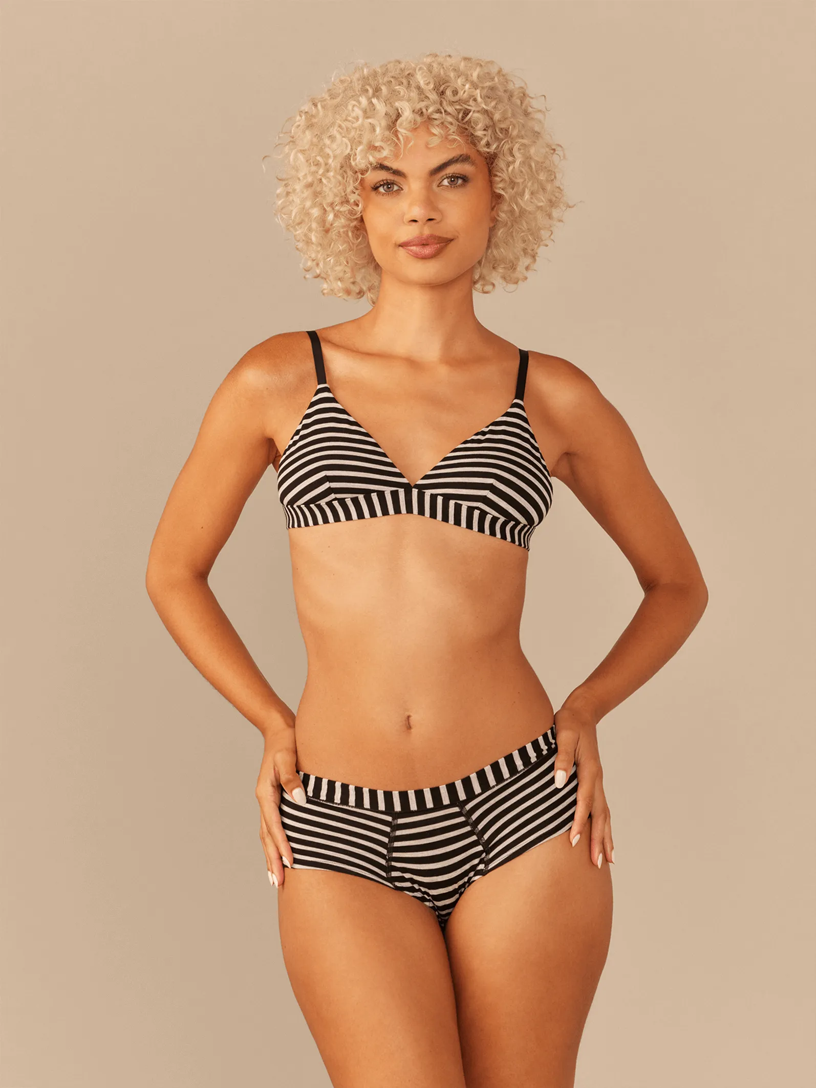 FeelFree Cheeky Brief | Heather Grey Stripes