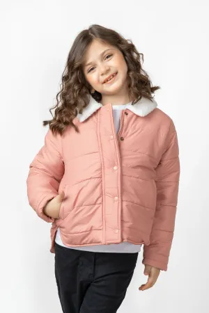 Girls' Dusty Pink Puffer Jacket