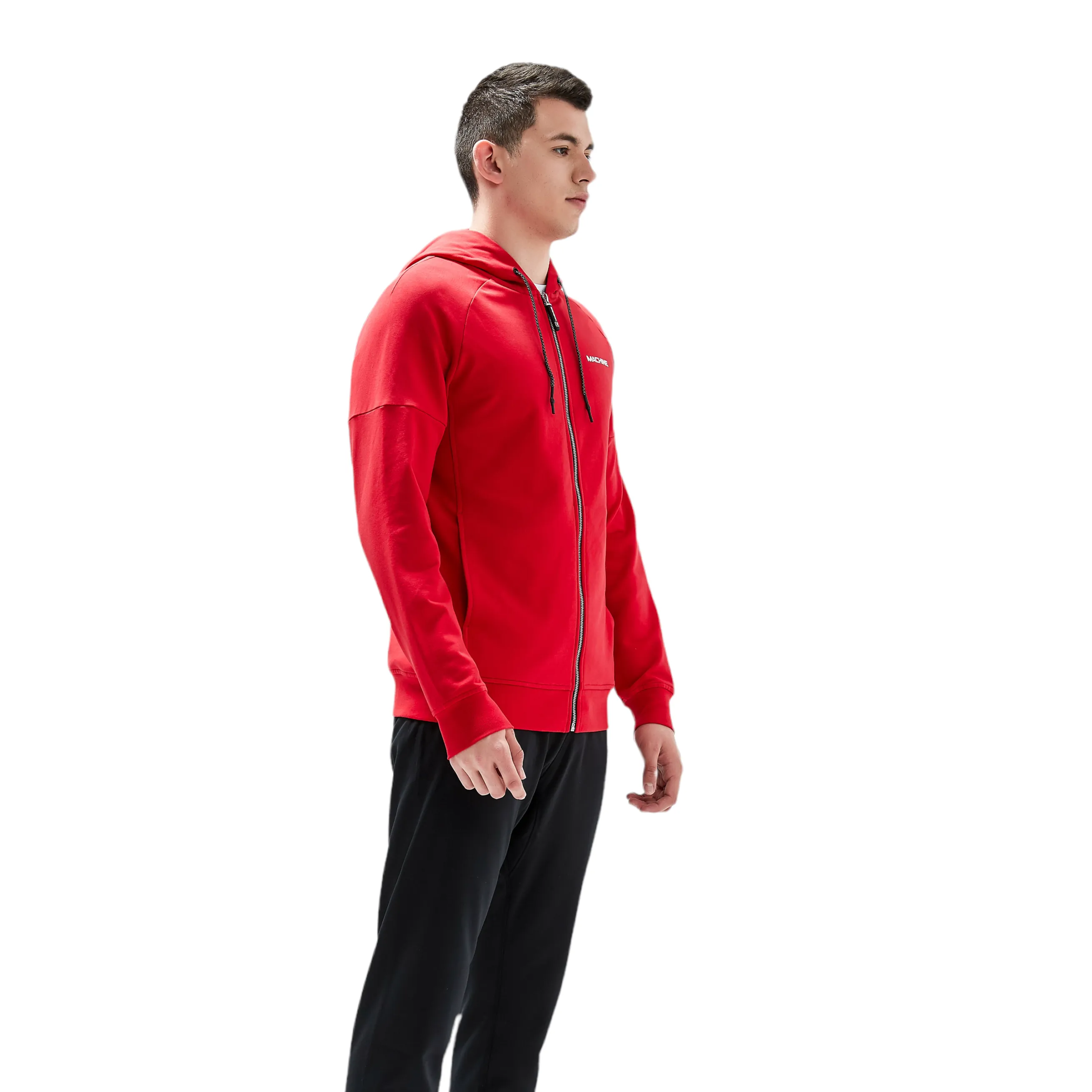 Great Jones Full Zip Cotton Hoodies in Red