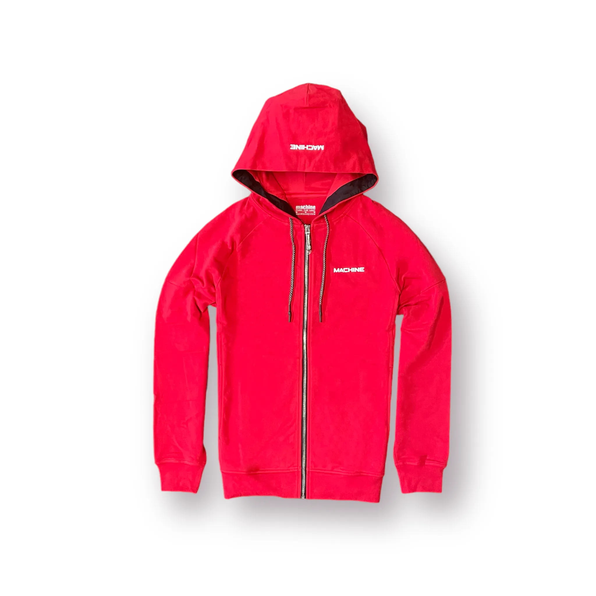 Great Jones Full Zip Cotton Hoodies in Red