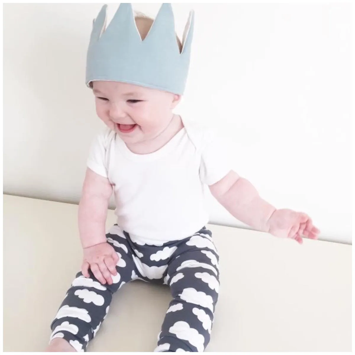 Grey Cloud Print Baby Leggings