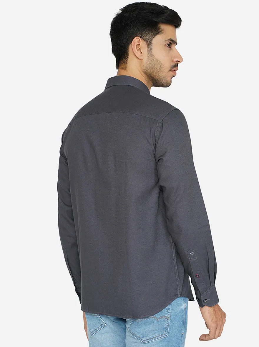 Grey Solid Classic Fit Casual Shirt | Greenfibre