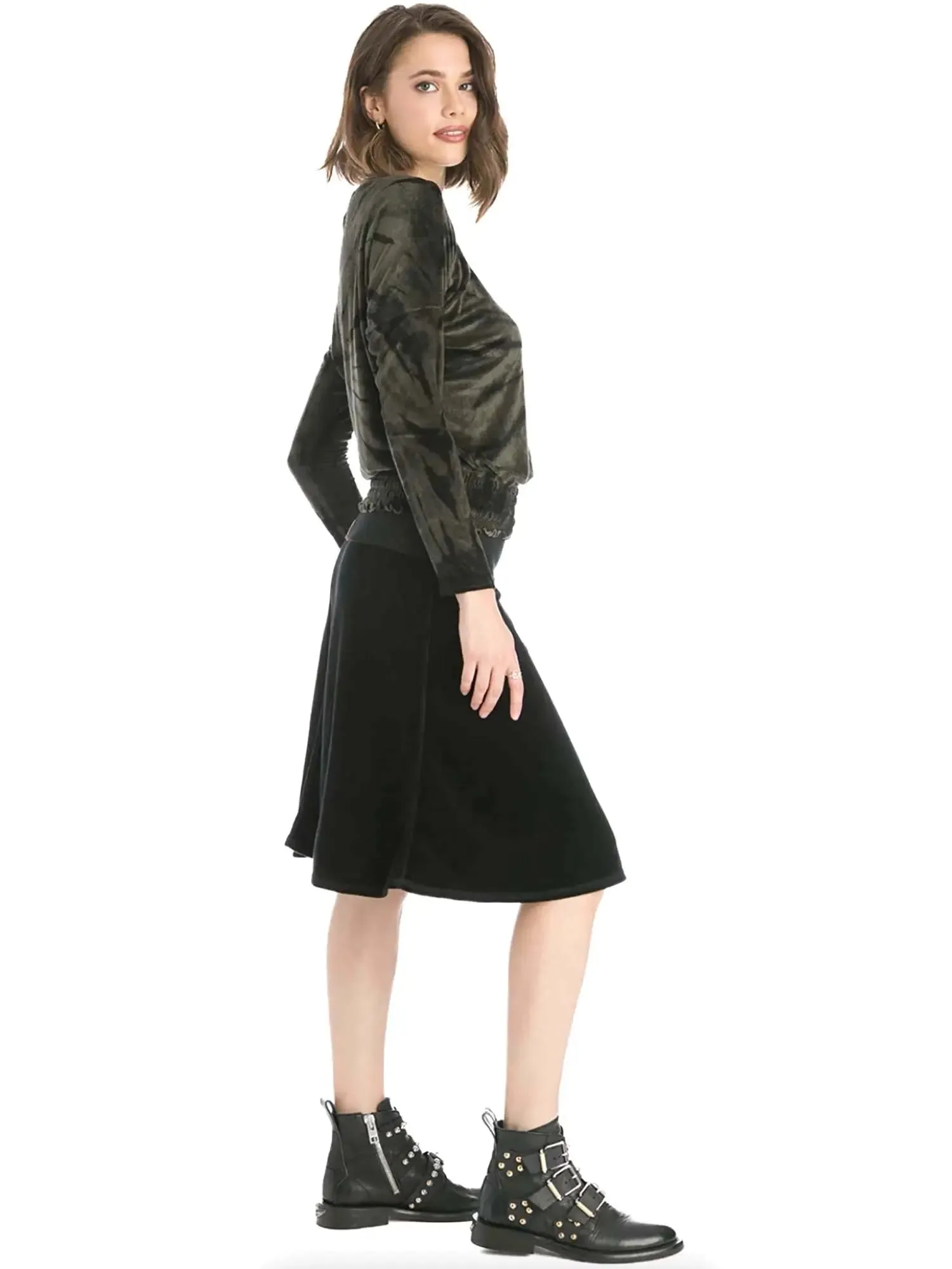 Hard Tail Velour Flair Skirt V-127