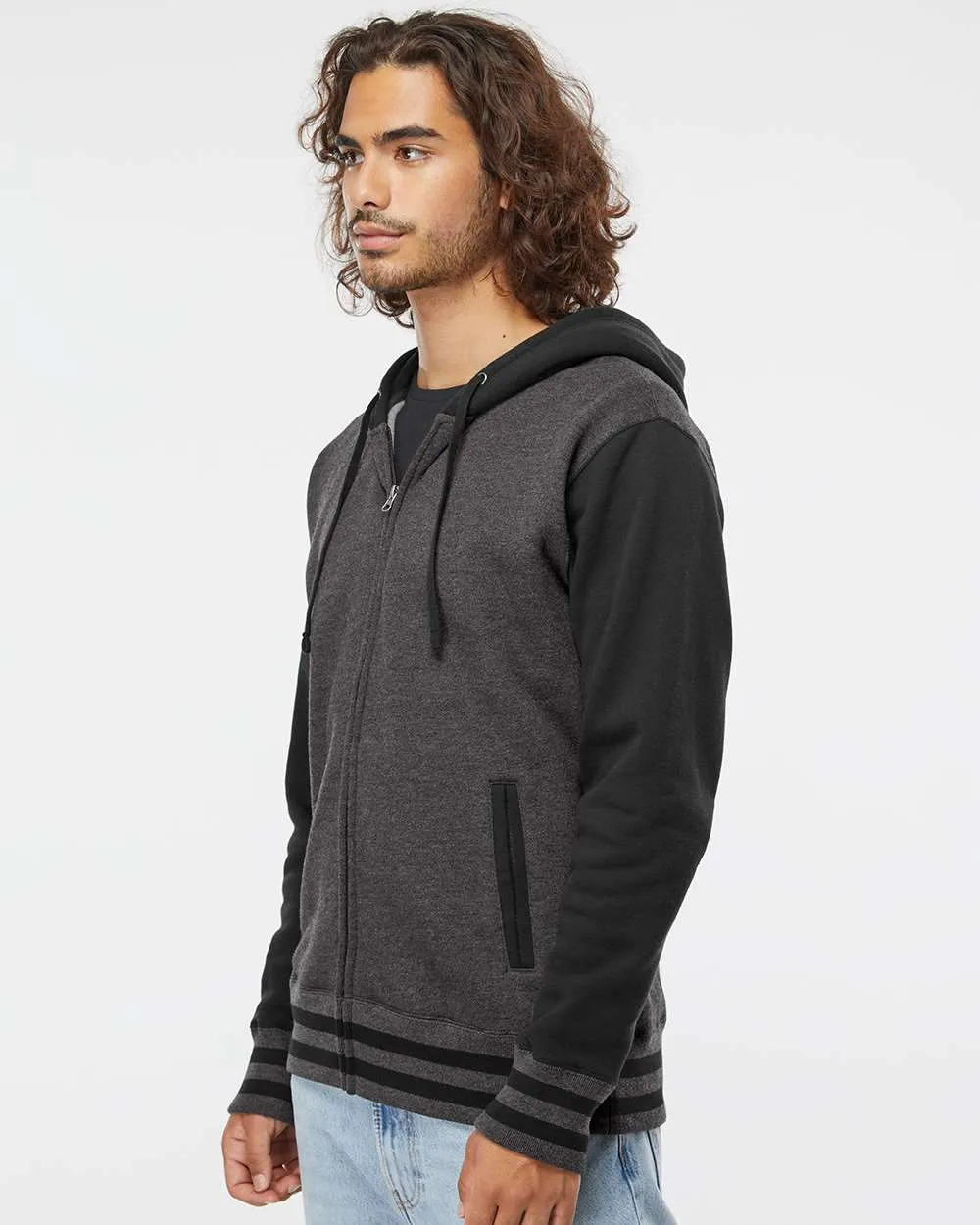 Independent Trading Co. Varsity Full-Zip Hooded Sweatshirt 