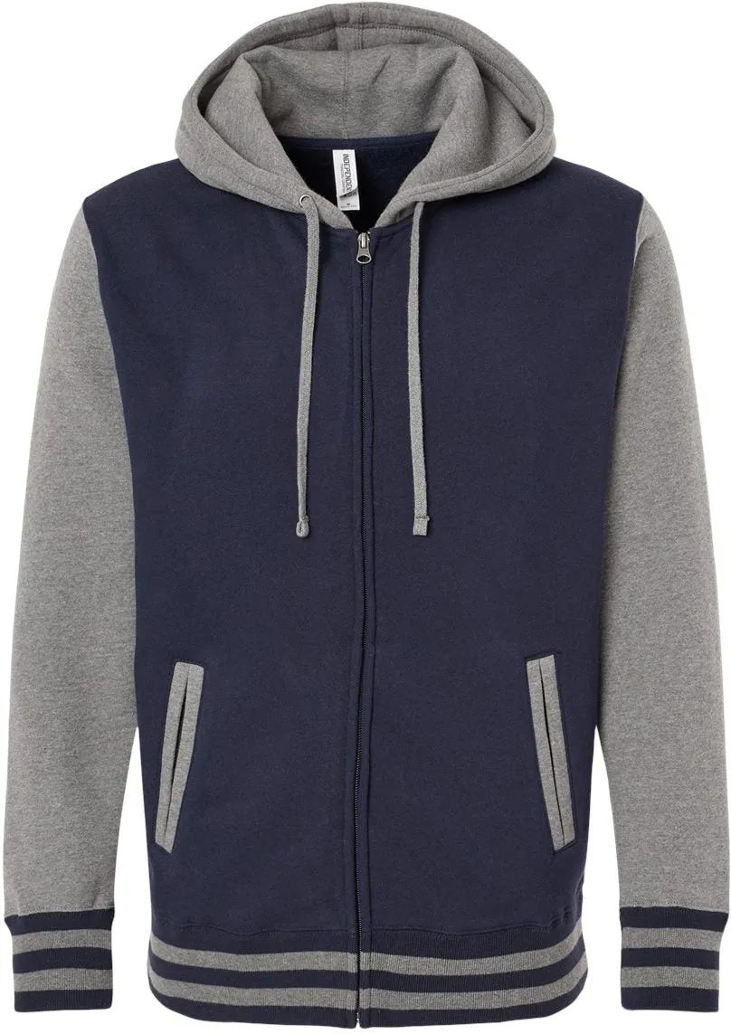 Independent Trading Co. Varsity Full-Zip Hooded Sweatshirt 