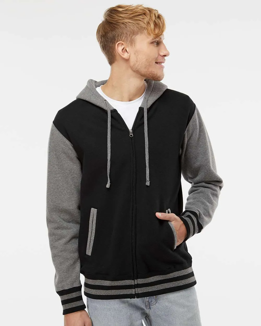 Independent Trading Co. Varsity Full-Zip Hooded Sweatshirt 