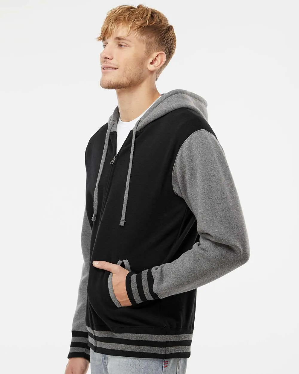 Independent Trading Co. Varsity Full-Zip Hooded Sweatshirt 