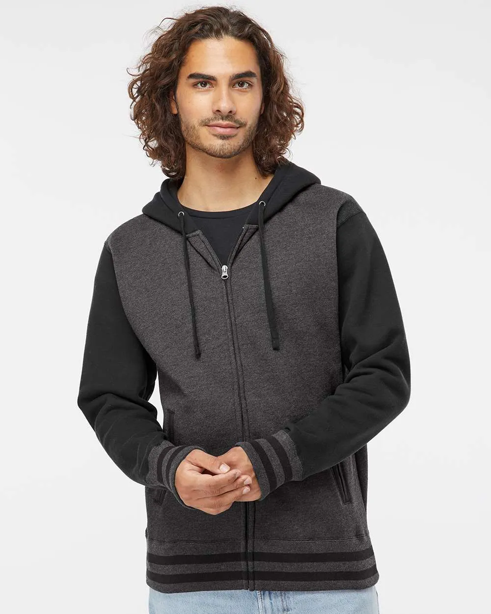 Independent Trading Co. Varsity Full-Zip Hooded Sweatshirt 