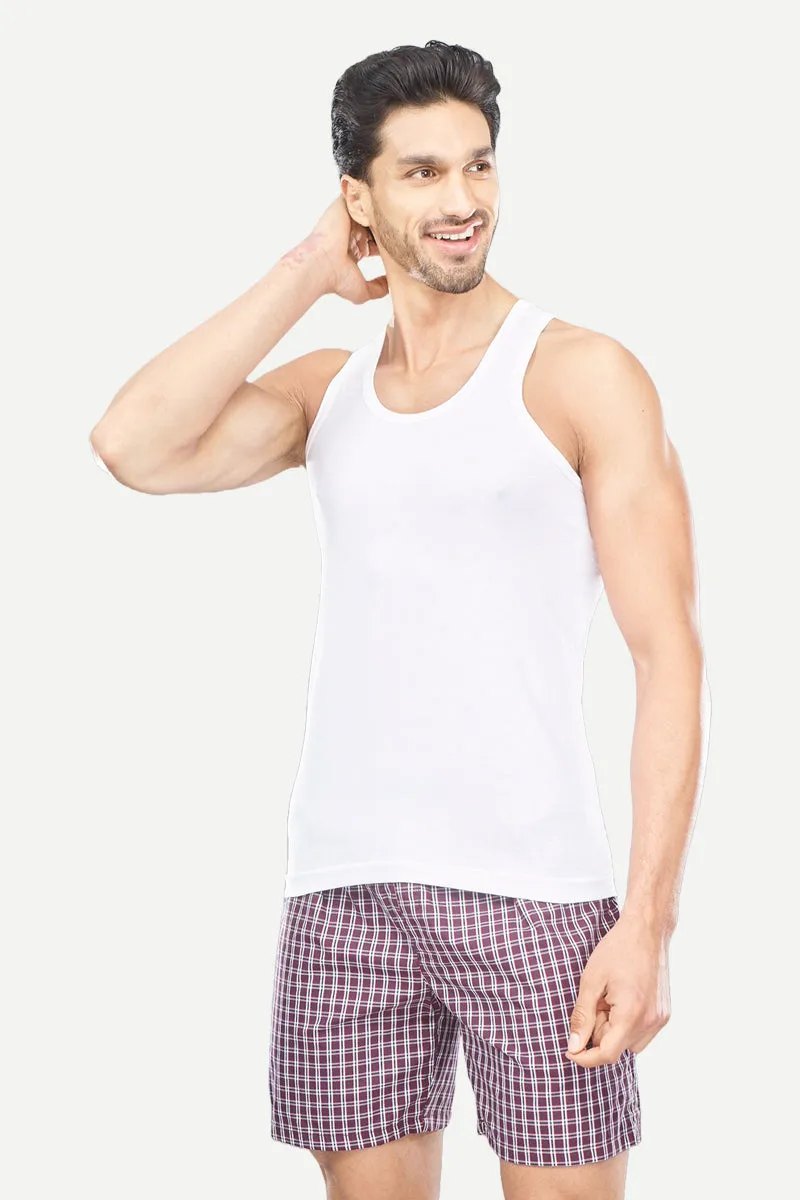 Kings RN -  100% Cotton White Vest For Mens Combo (Pack of 2) | Uathayam