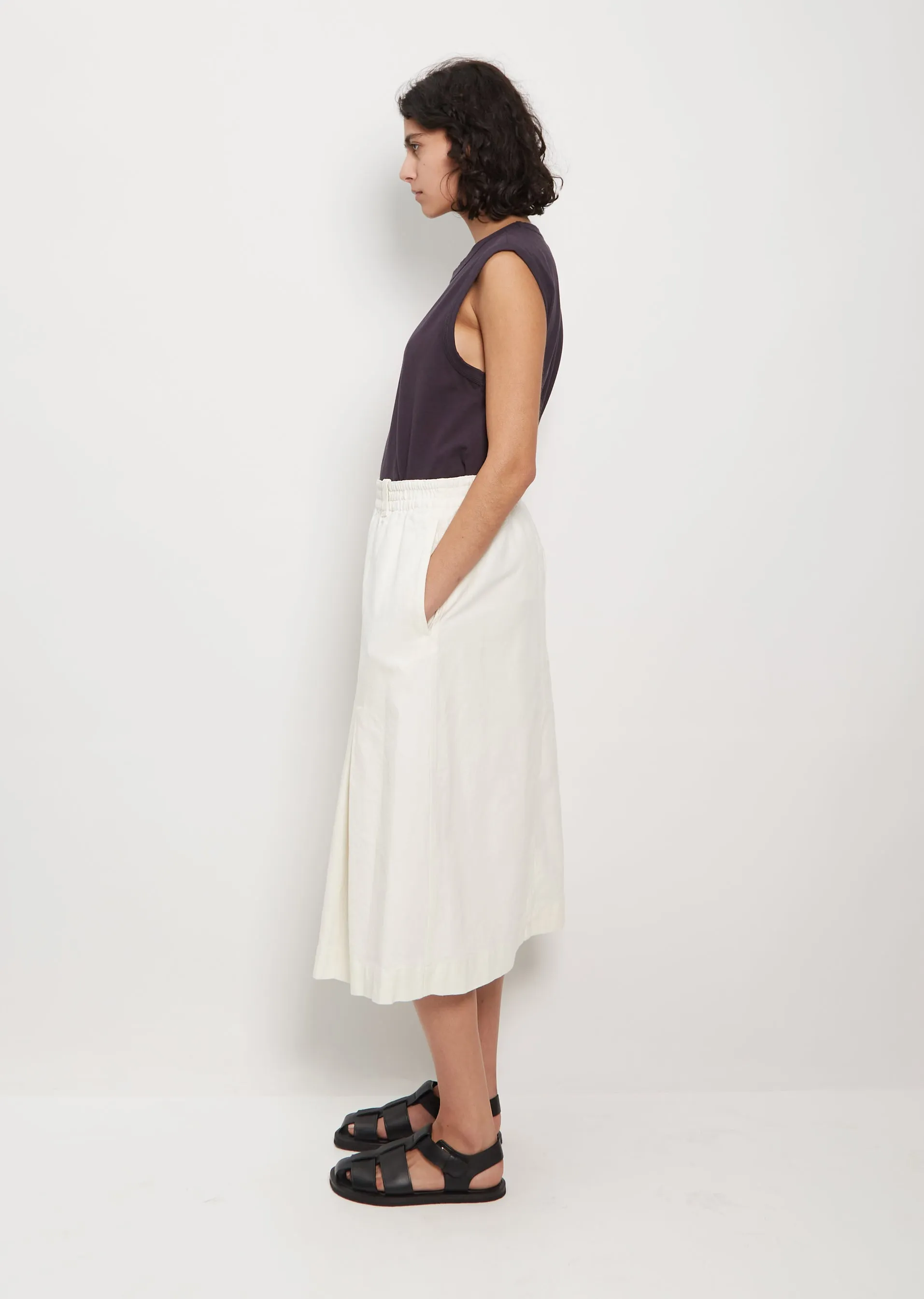 Linen & Cotton Field Skirt — Off White