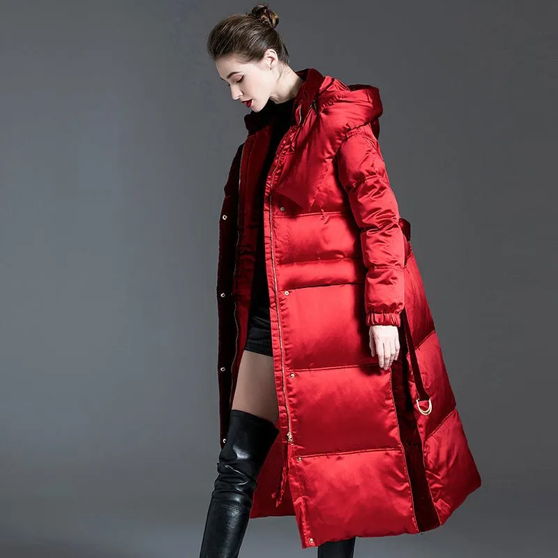 Long Red Winter Puffer Coat Warmest Coats For Women