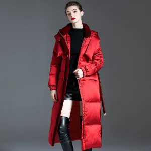 Long Red Winter Puffer Coat Warmest Coats For Women