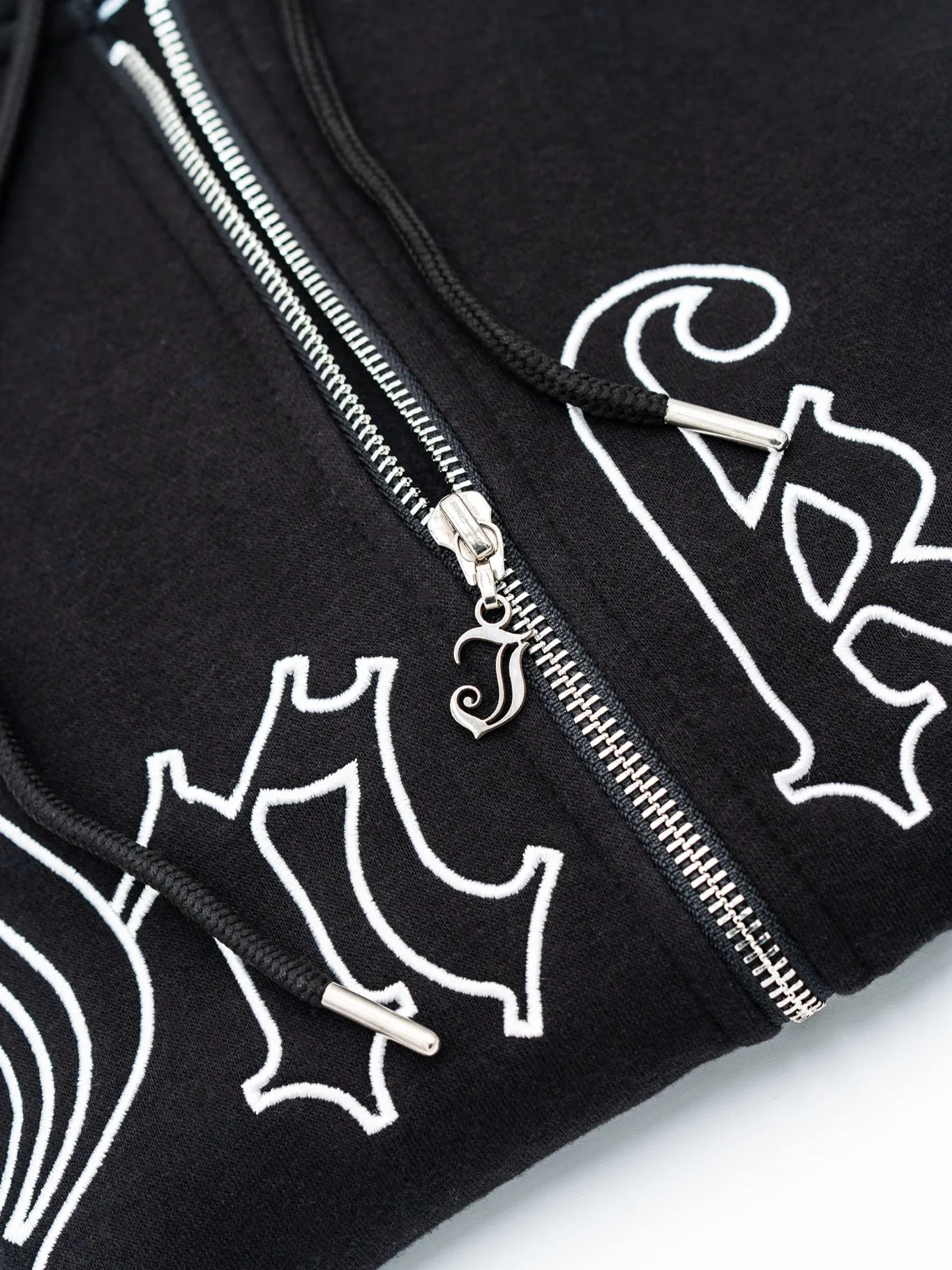 Men's Inked Embroidered Zip Up Hoodie - Black/White