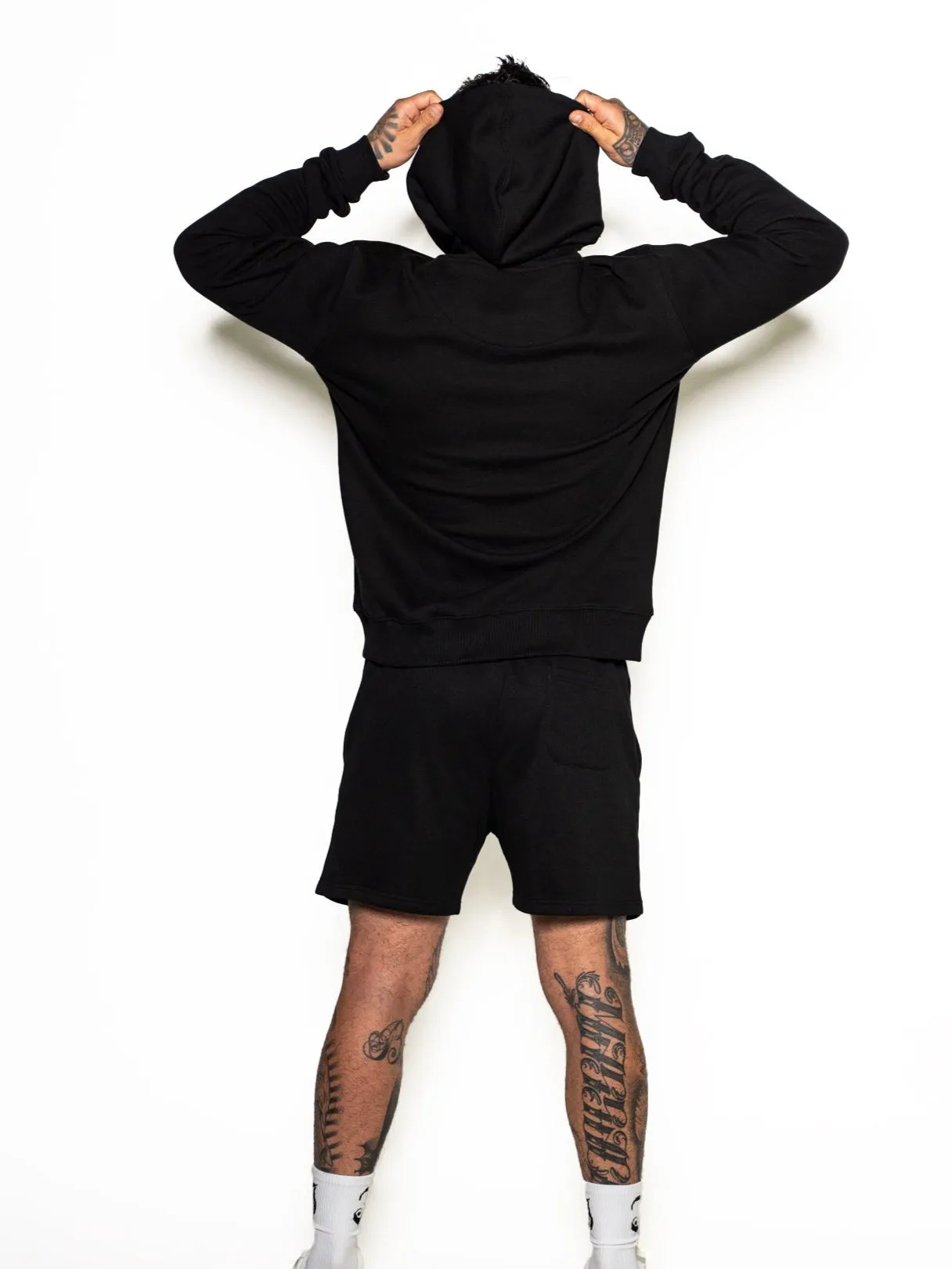 Men's Inked Embroidered Zip Up Hoodie - Black/White