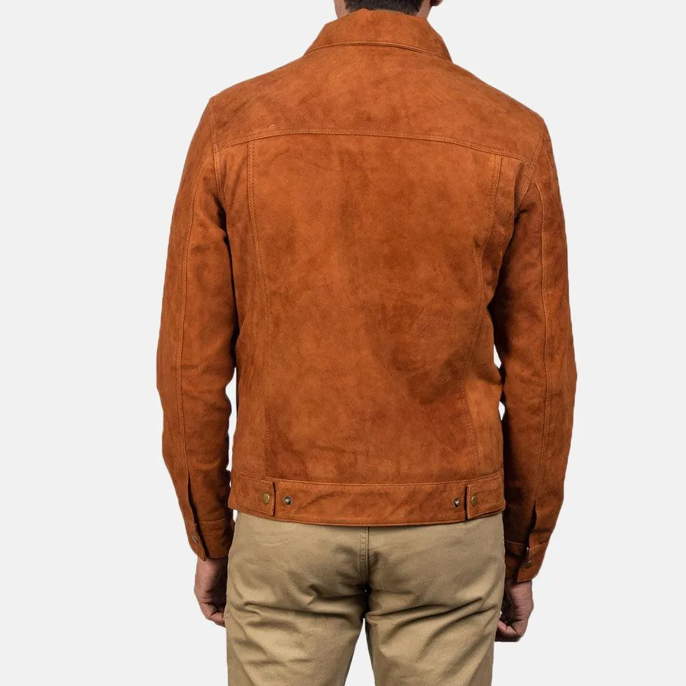 Mens Tan Brown Suede Leather Jacket