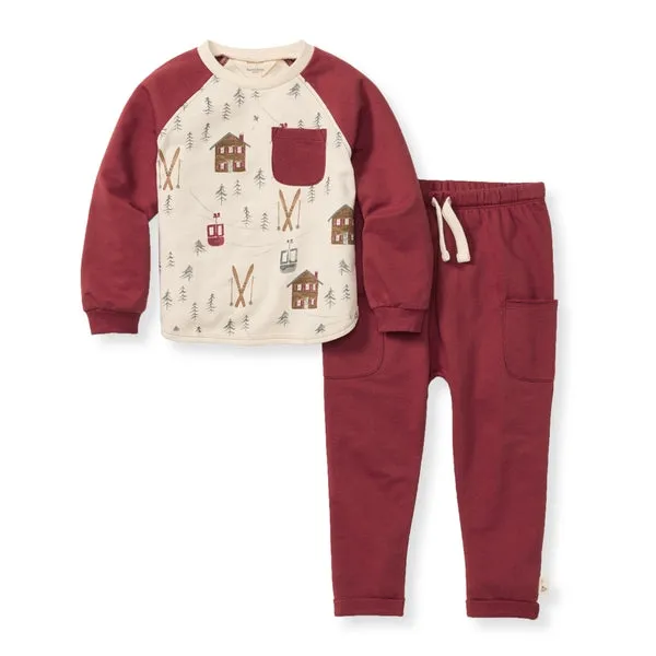 Organic Cotton Sweatshirt and Pants Set - Holiday in the Alps