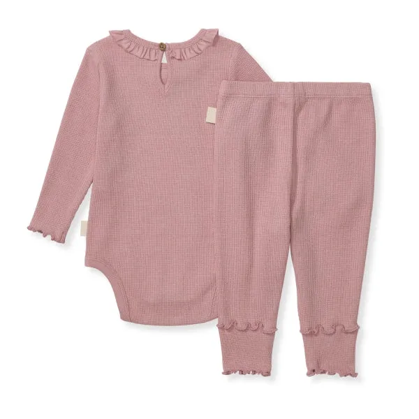 Organic Cotton Thermal Top & Pant Set - Persian Rose