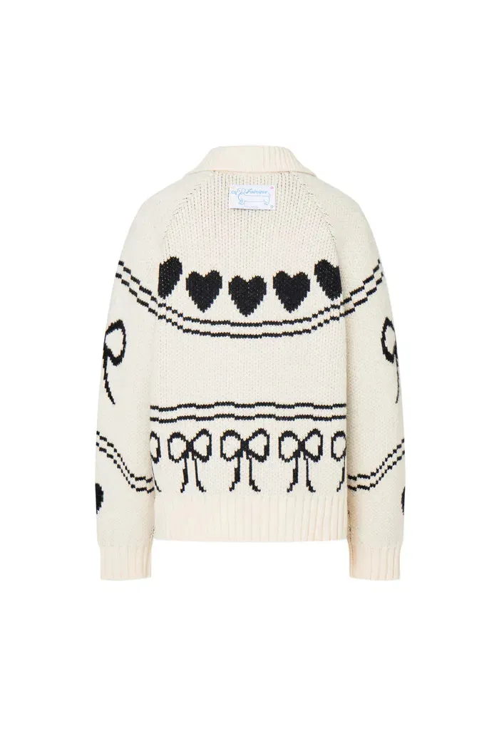 Perla Dachshunds Jacquard Cardigan in Chucky Merino Wool Knit