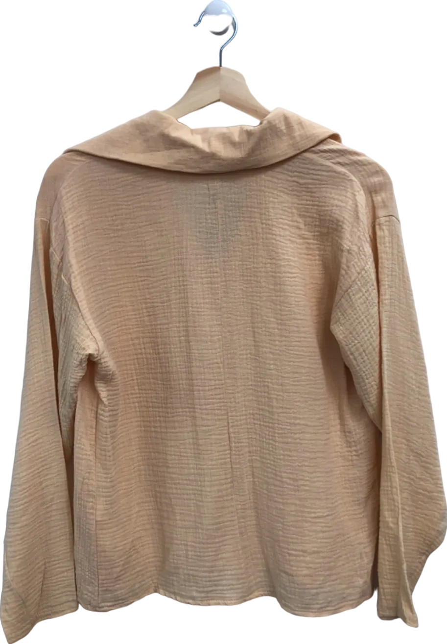 PrettyLittleThing Beige Casual Button-Down Shirt UK 4