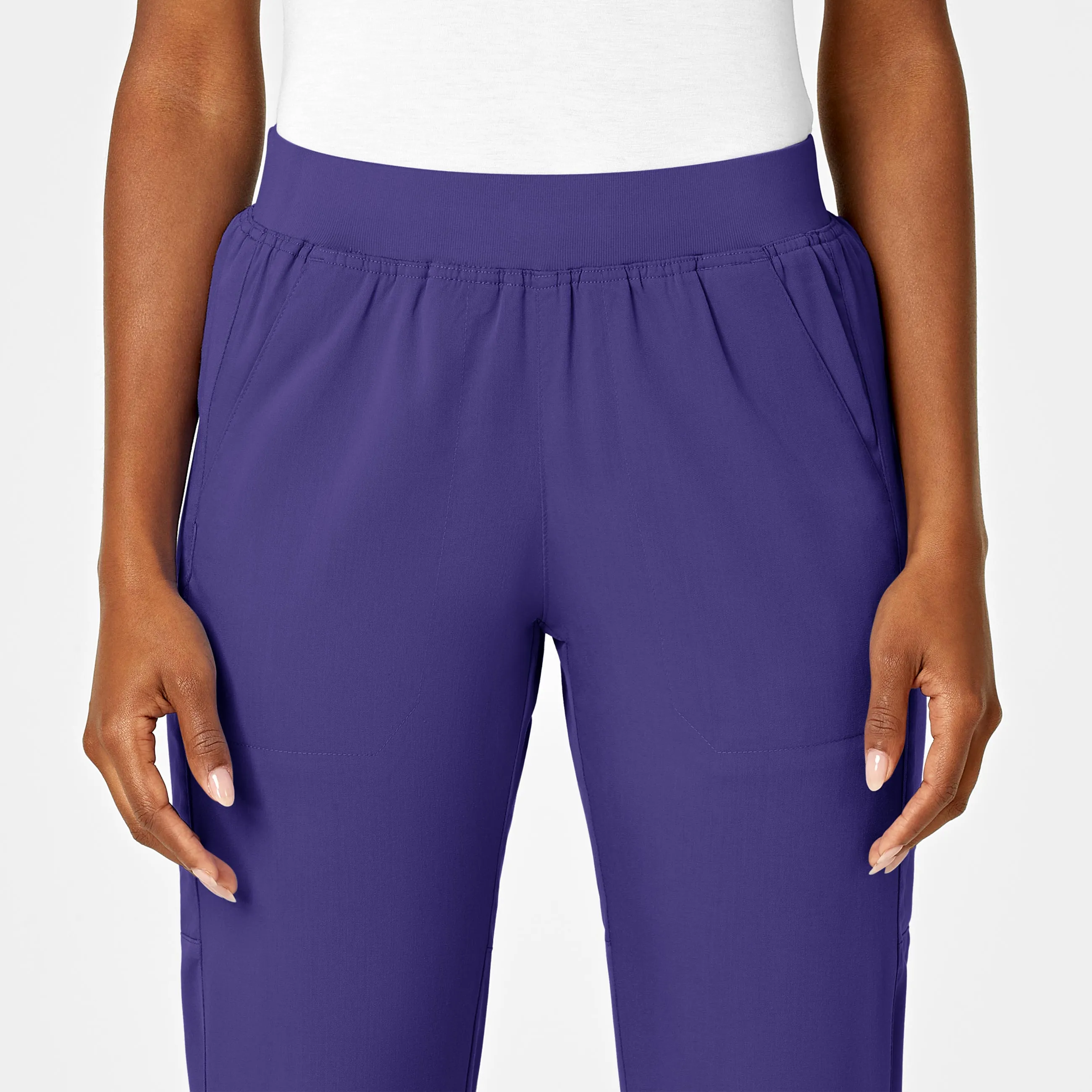 PRO Women's Knit Waist Cargo Scrub Pant - Grape