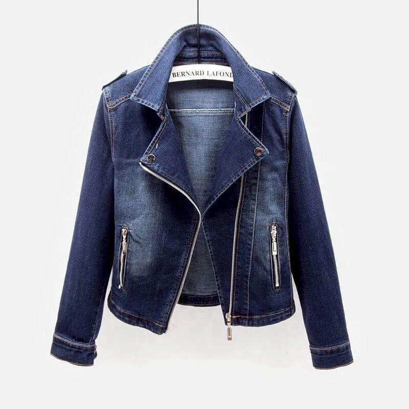 Suit Collar Stretch Denim Jacket