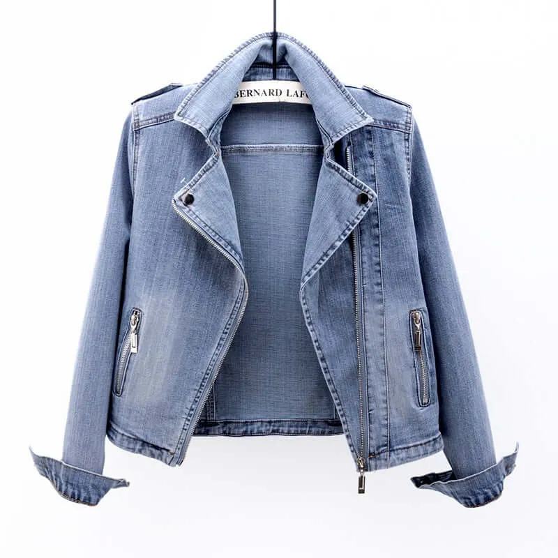 Suit Collar Stretch Denim Jacket