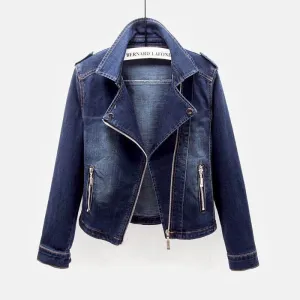 Suit Collar Stretch Denim Jacket