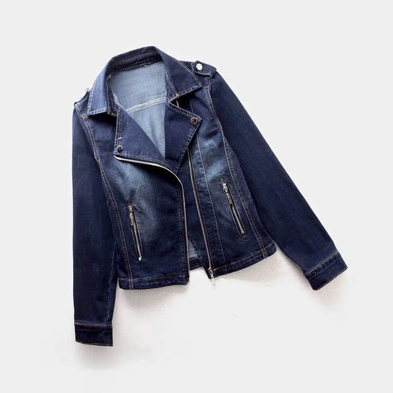 Suit Collar Stretch Denim Jacket