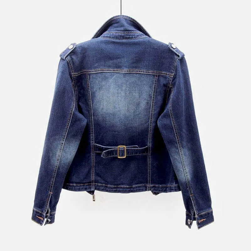 Suit Collar Stretch Denim Jacket