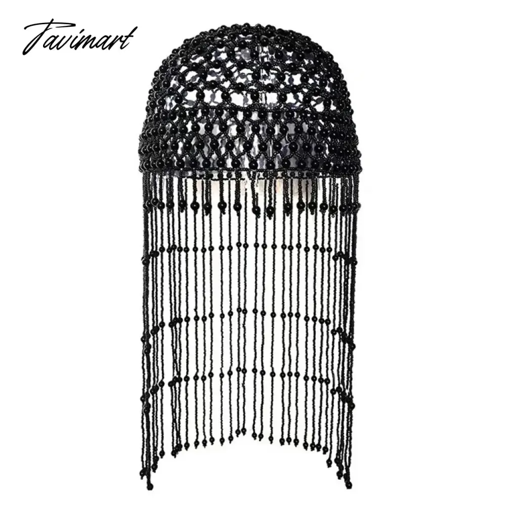 TAVIMART  -  Features vintage pure hand-beaded style hollowed-out pearl fringe hats for bridal weddings and stage performance headwear